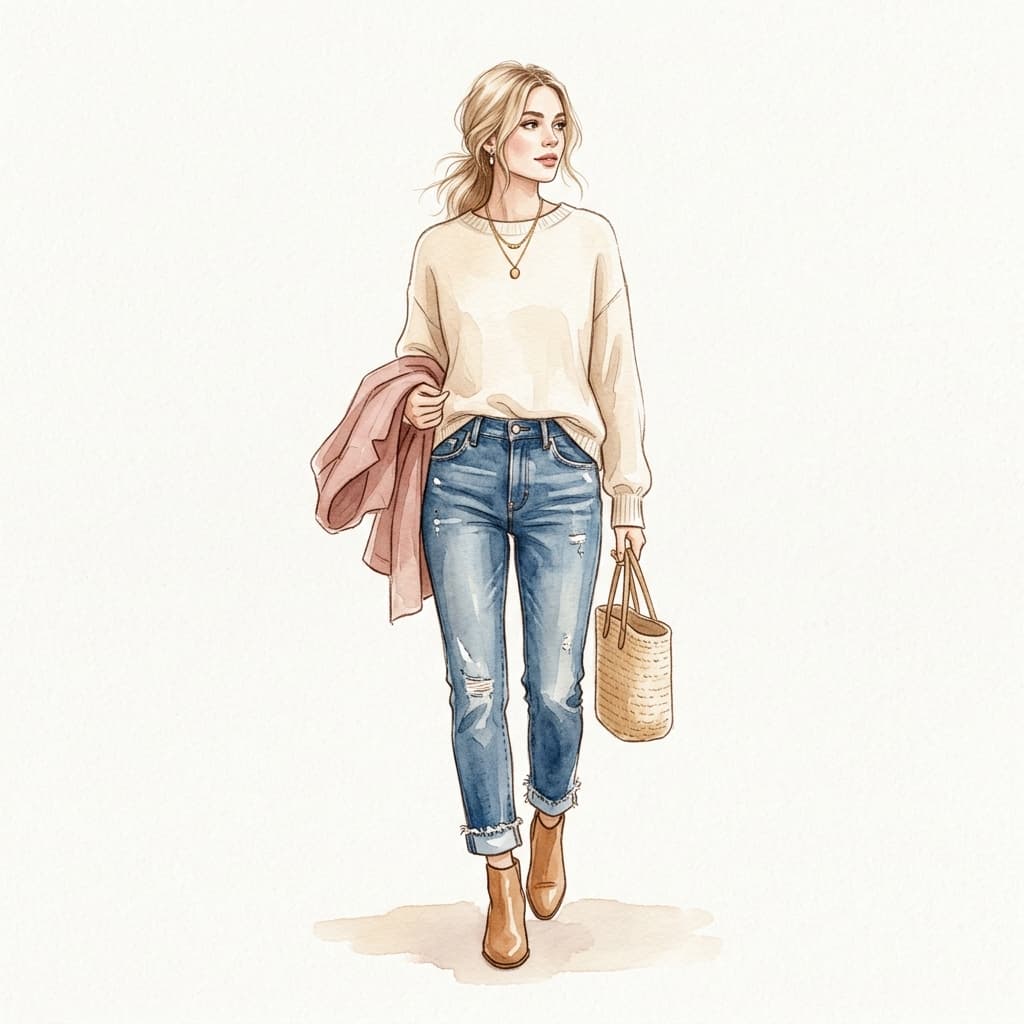 Denim fashion sketch