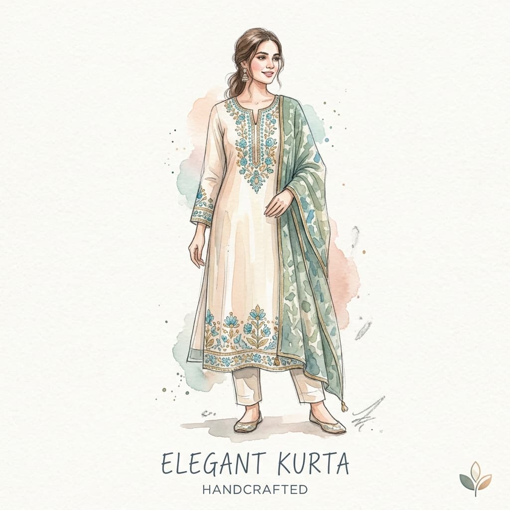 Elegant kurta illustration