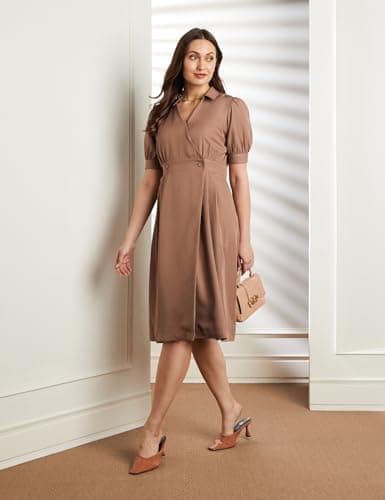 Symbol Premium Women's Fit & Flare Wrap Dress (Midi Length | Stylish | Desk-to-Dinner) (Available in Plus Sizes)