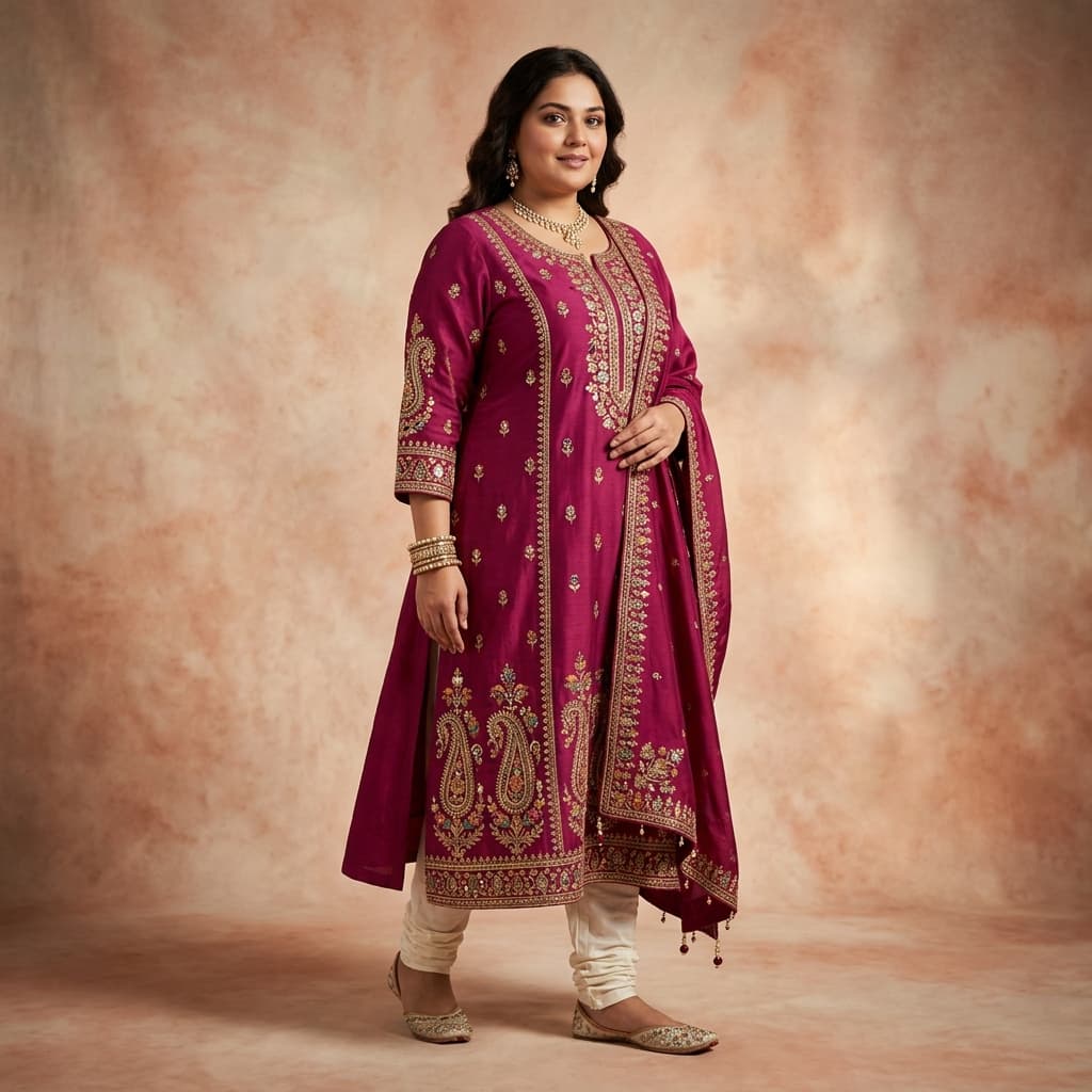 Embroidered A-line Kurta Front